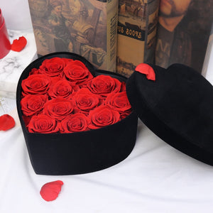 Preserved Roses - Heart Shape Premium Velvet Gift Box