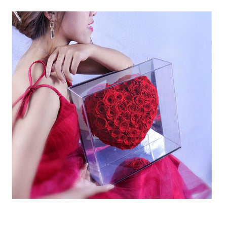 60 Preserved Roses in 3D Heart Shape - With Premium Gift Box