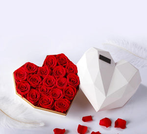 Preserved Roses - Heart Shape Gift Box with Pattern Cover