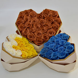 Preserved Roses - Heart Shape Gift Box with Pattern Cover