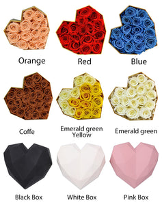 Preserved Roses - Heart Shape Gift Box with Pattern Cover